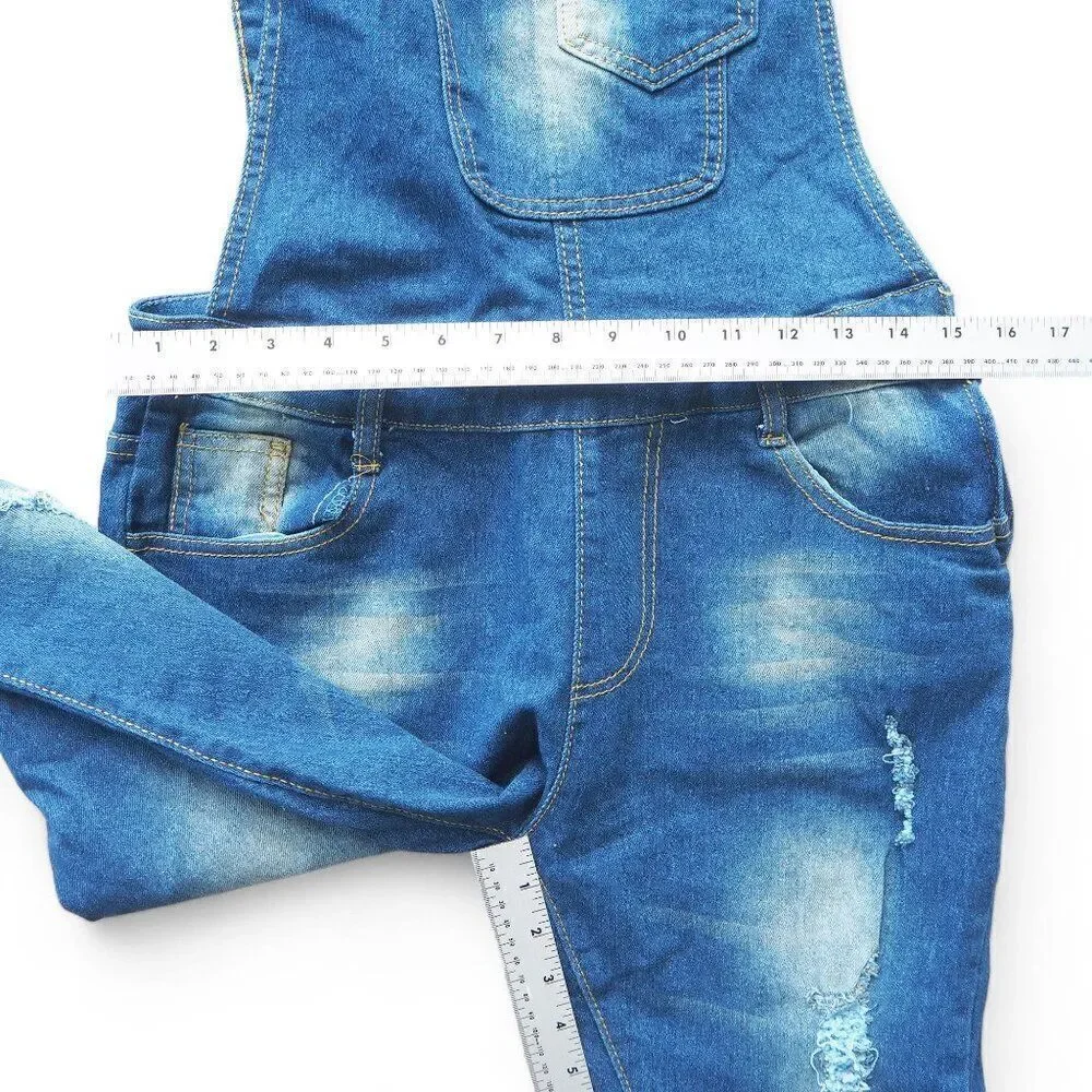 Vintage Unbranded Skinny‎ Leg Distressed Overalls Women's Medium (M)